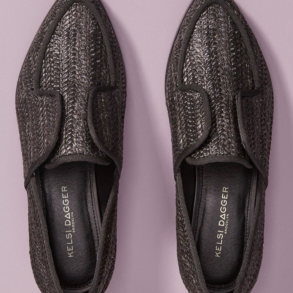 Anthro Kelsi Dagger Brooklyn Stanton Raffia Oxford Loafers size 9